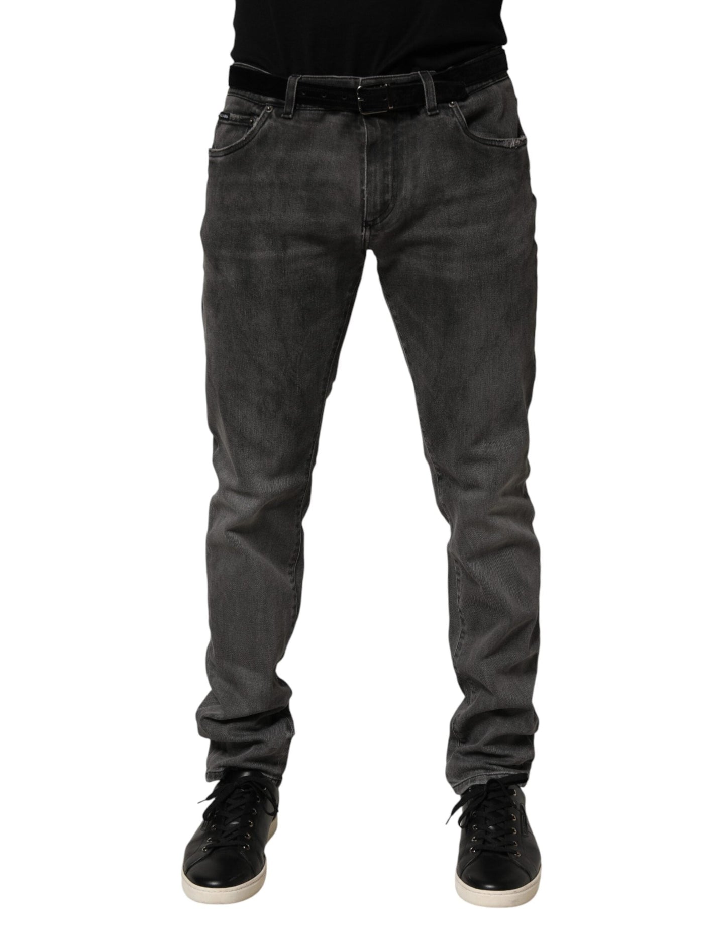 Dolce & Gabbana Dark Gray Cotton Skinny Men Denim Jeans