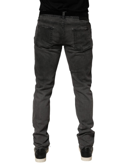 Dolce & Gabbana Dark Gray Cotton Skinny Men Denim Jeans