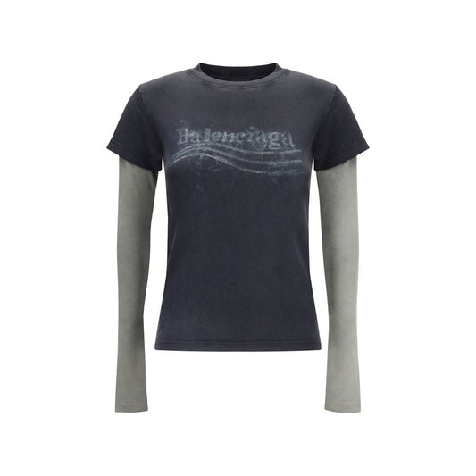 Balenciaga Washed Crayon Political Double-Sleeve T-Shirt