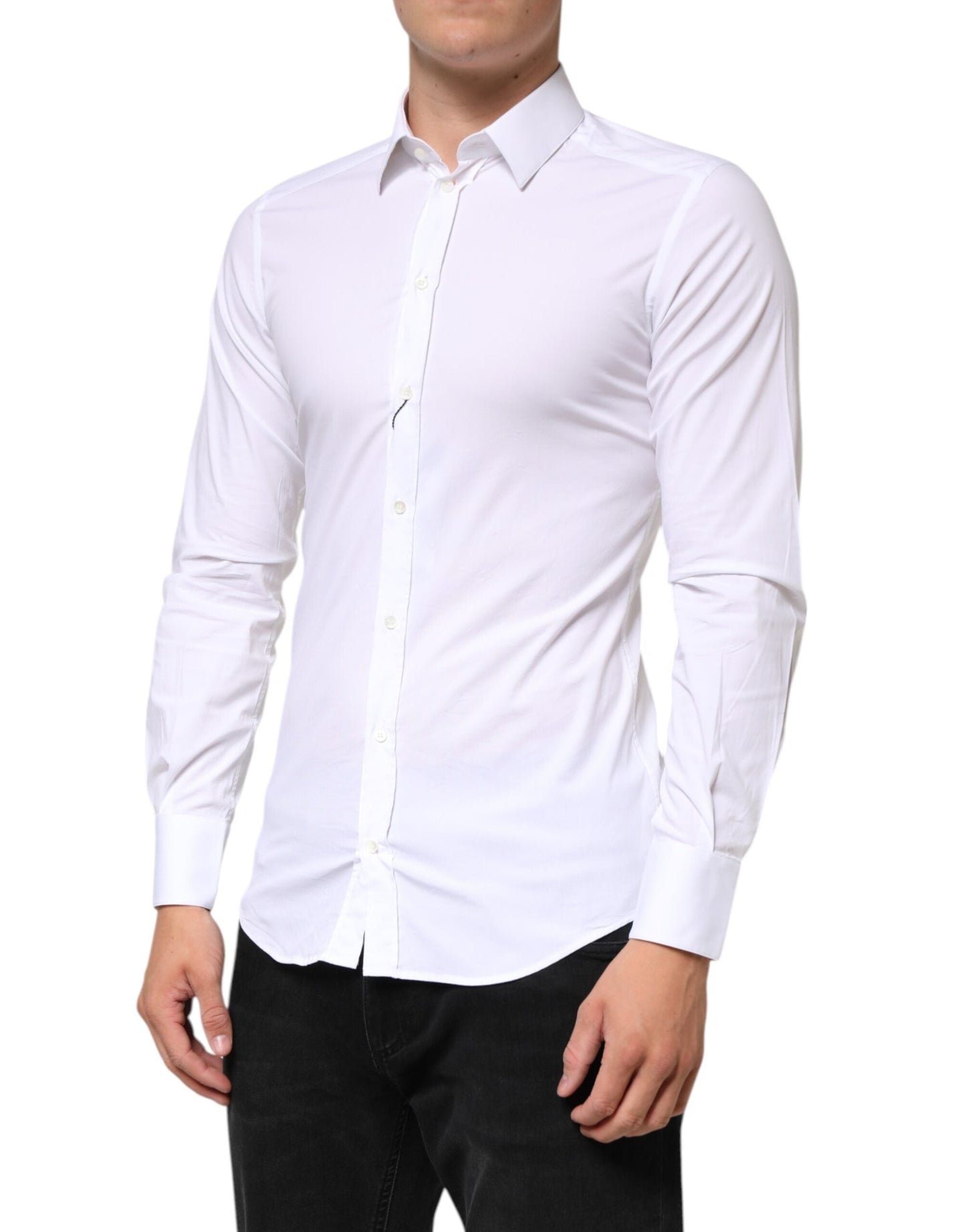 Dolce & Gabbana White Cotton GOLD Formal Men Dress Shirt